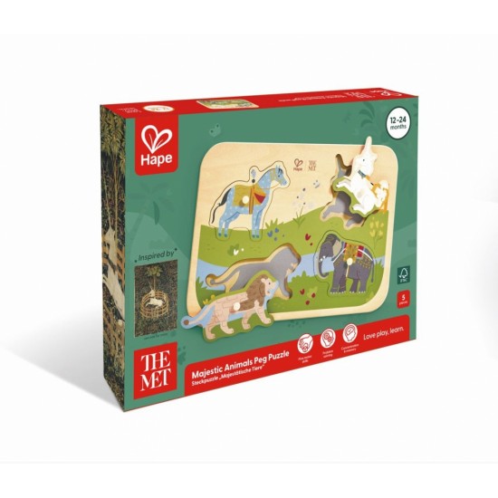 Дървен пъзел: The Met, Величествени животни, 5 части - Hape