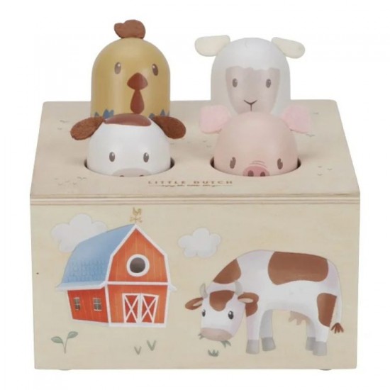 Дървена музикална бебешка играчка, Pop-Up Little Farm